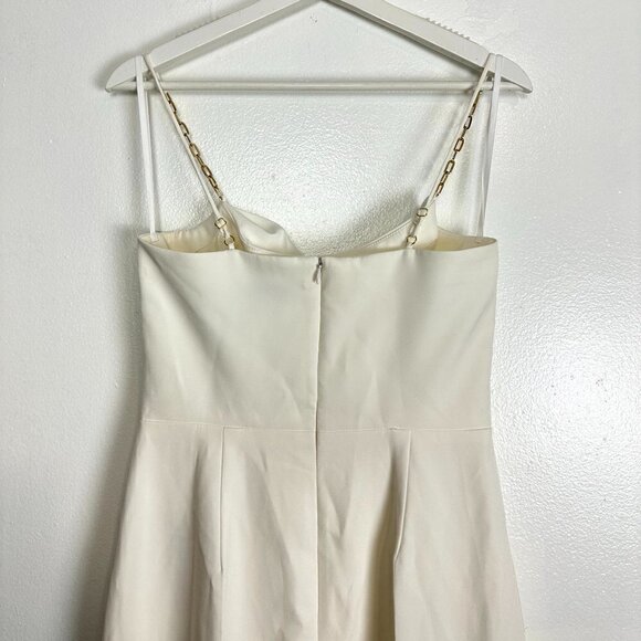 HALSTON Brea Ruched Chain-strap Crepe Jumpsuit in Chalk Size US 4 - Picture 8 of 13